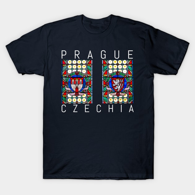 Prague Famous Stained Glass Church Windows Souvenir T-Shirt by peter2art